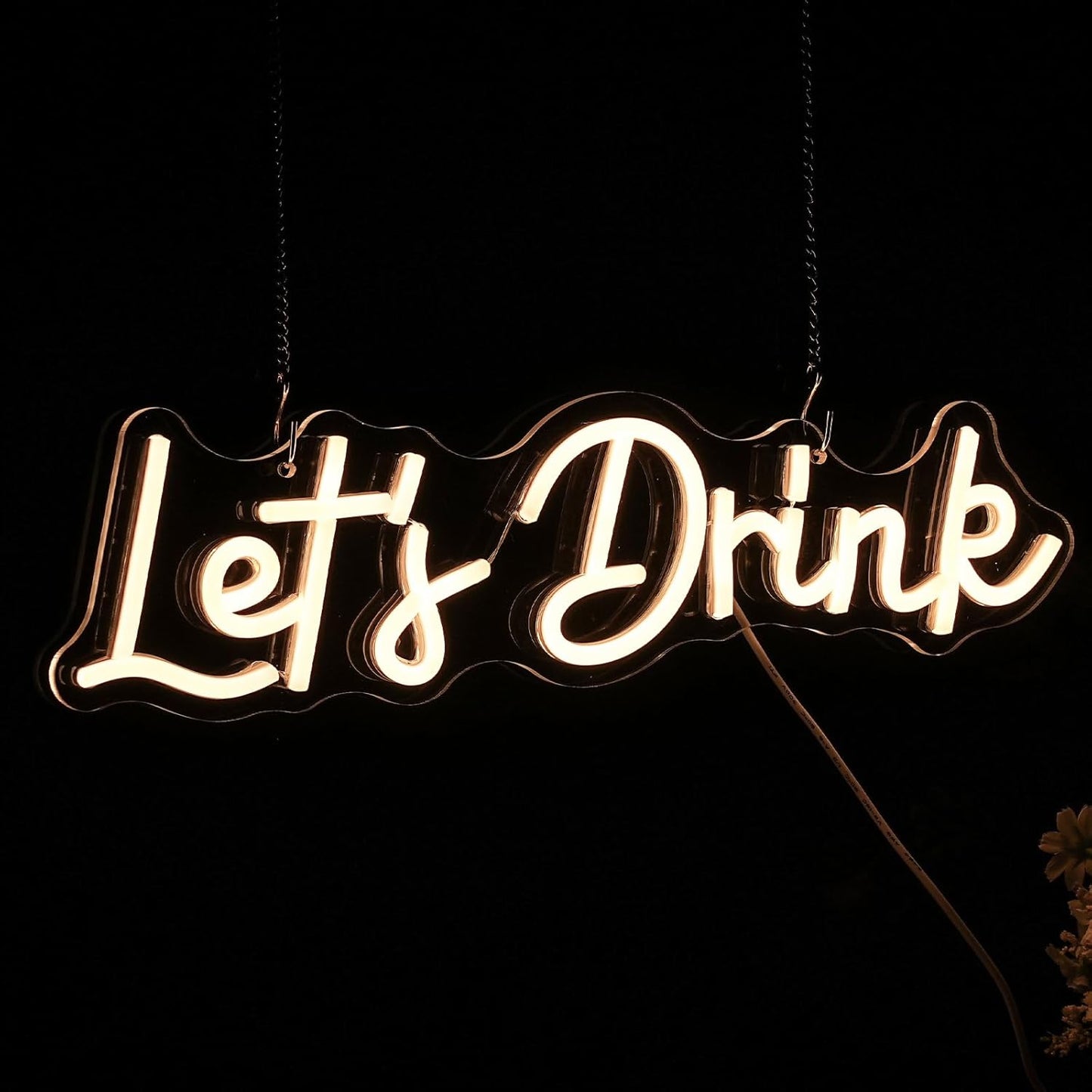 Let's Drink Neon Sign,Bar Neon Sign For Wall Decor,Warm White Led Signs Usb Powered,Living Room Decor, For Adult Boys Girls Bedroom Restaurant Hotel Party Birthday(16.5x4.7in)