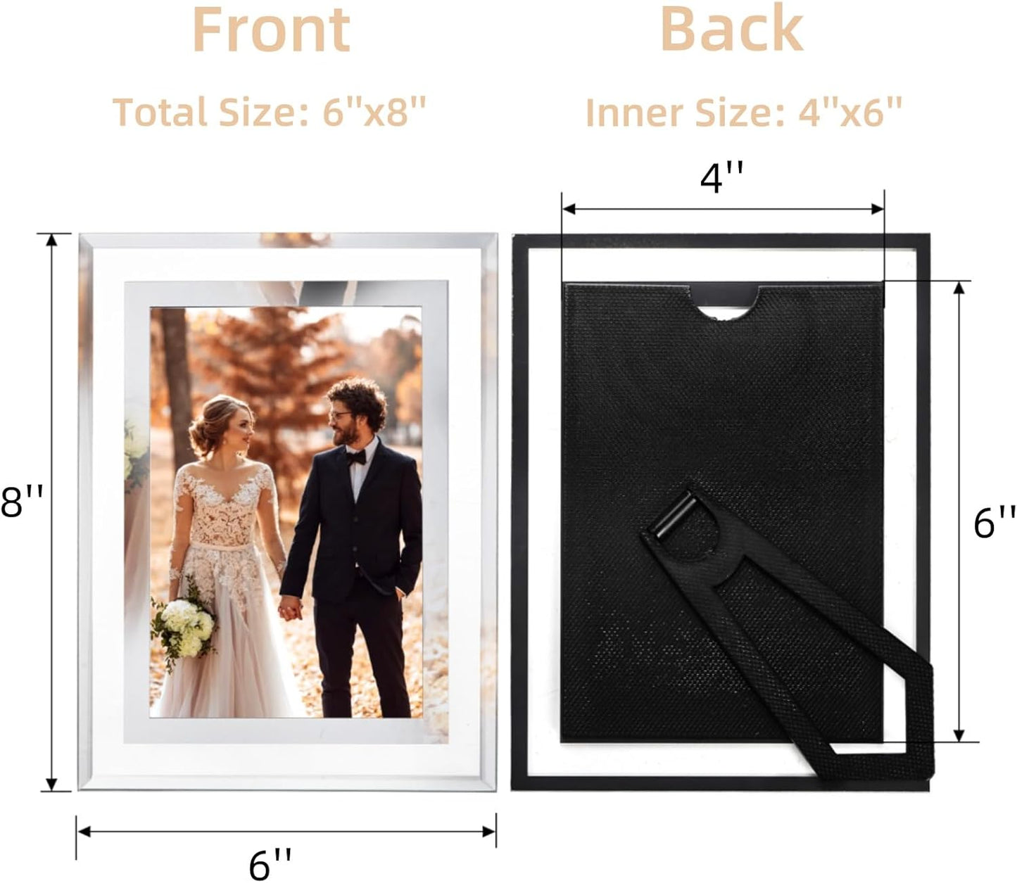 4 x 6 Glass Picture Frame Set of 10, Silver Mirror Photo Frames, Thin Border Desk Picture Frame for Office, College, Vertical and Horizontal Tabletop Display, Desk Decor