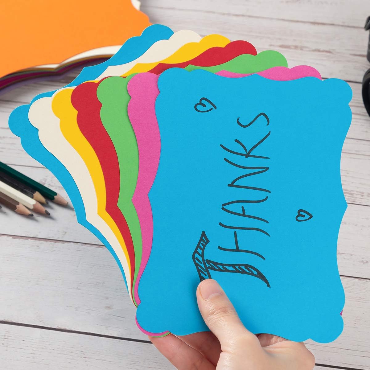 50 Pack Blank Kraft Cards Cardstock Thick Paper Brown Greeting Cards for DIY Gift Card Menus, Baby Shower and Wedding Invitations (Multicolored, 4x6IN)