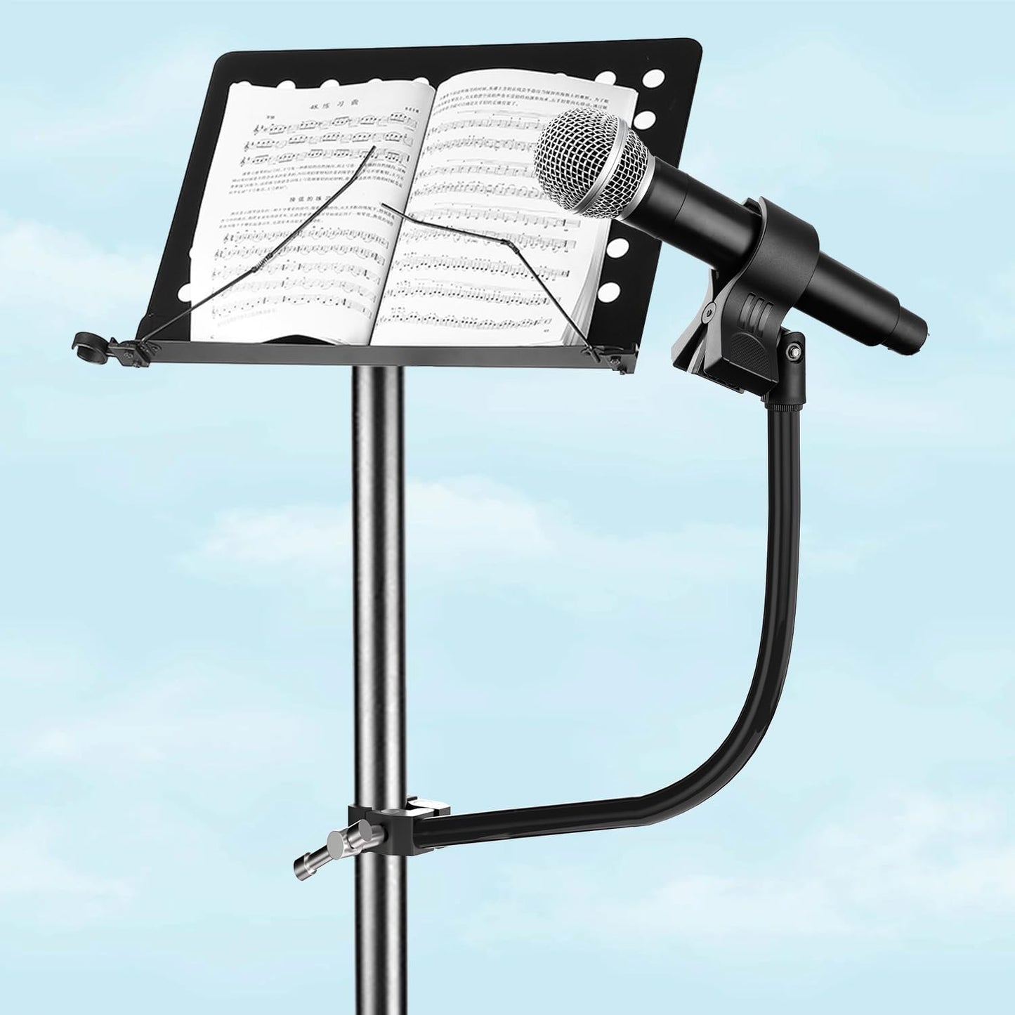 Gooseneck Microphone Stand,19.69" Flexible Adjustable Arm Super Crab Clamp Mic Clip 3/8"-16 to 5/8"-27 Adapter Mount,Compatible with Shure/Fifine / AT2020 / Pyle/Blue Snowball/Razer