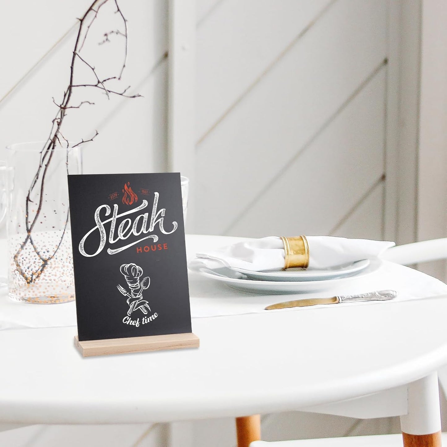 Small Chalkboard Signs, Double Side 6 x 9 Inch Wooden Tabletop Chalkboard Sign with Base Stands - Set of 6, Decorative Mini Table Signs Message Chalk Board Sign for Kitchen Wedding Bar and Restaurant