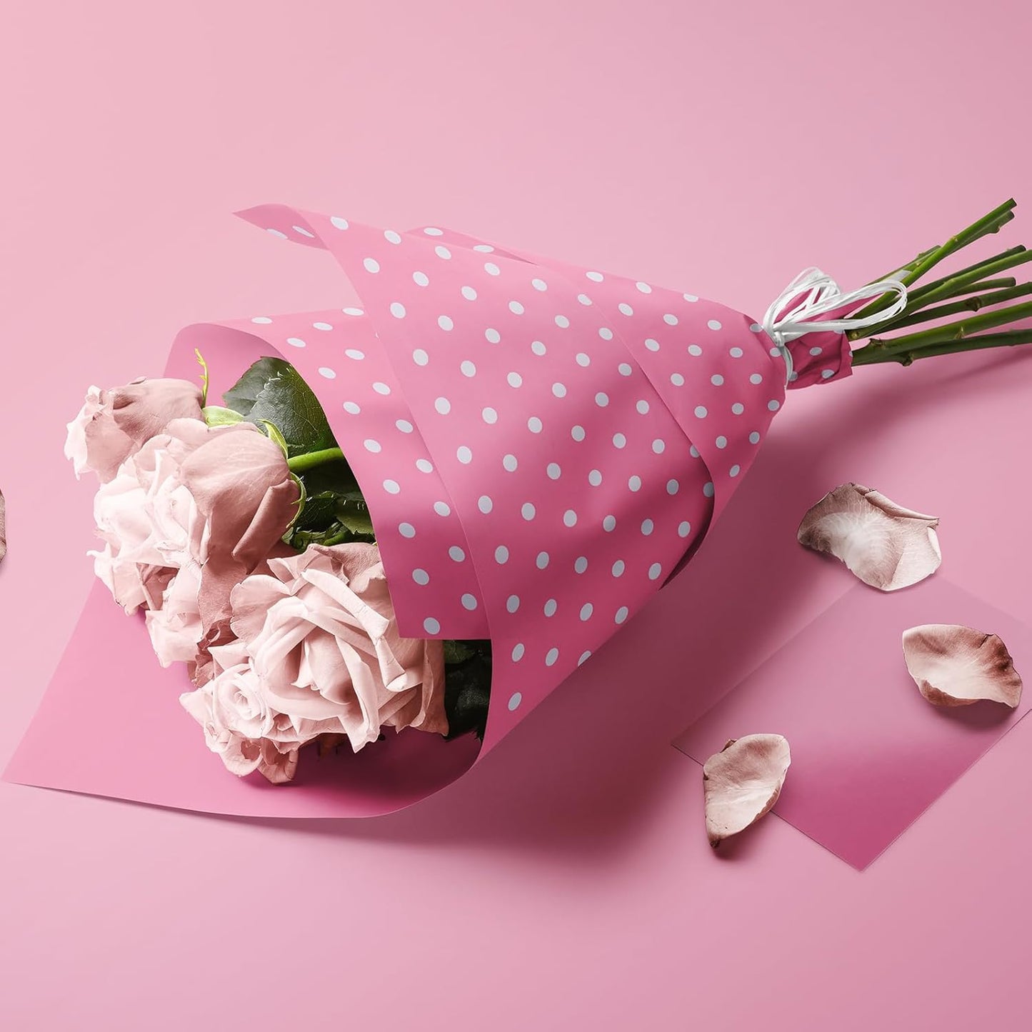 Flyhill Pink Wrapping Paper Roll,Reversible Gift Wrap Paper with Polka Dot Design for Girls,Birthday,Wedding,Baby Shower,All Holidays(17 Inch X 32.8 Feet)