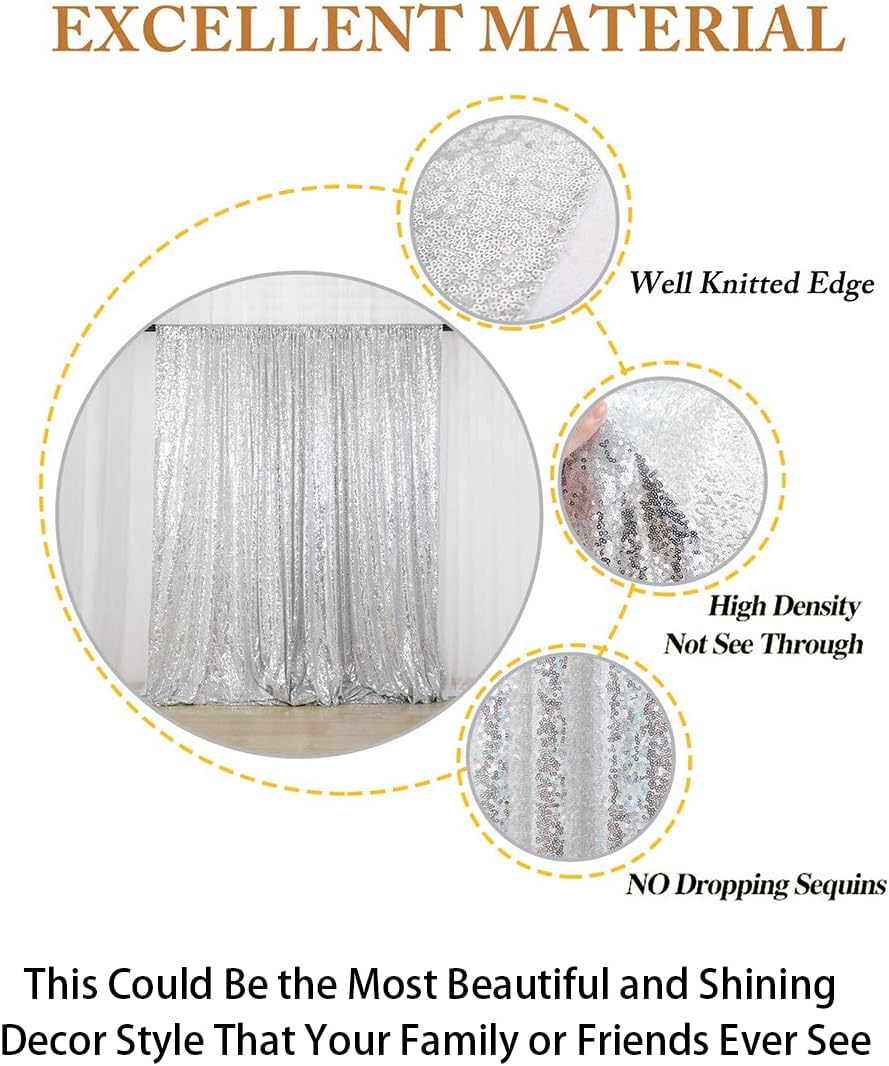 ShiDianYi Silver Glitter Backdrop Curtain Photo Backdrop 8FTx10FT Sequins Elegant Backdrops 8x10 Sequin-Curtain-1016E