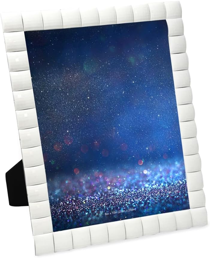 Isaac Jacobs Decorative Sparkling Jewel Picture Frame, Photo Display & Home Décor (8x10, White)