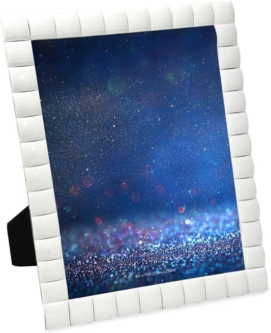 Isaac Jacobs Decorative Sparkling Jewel Picture Frame, Photo Display & Home Décor (8x10, White)