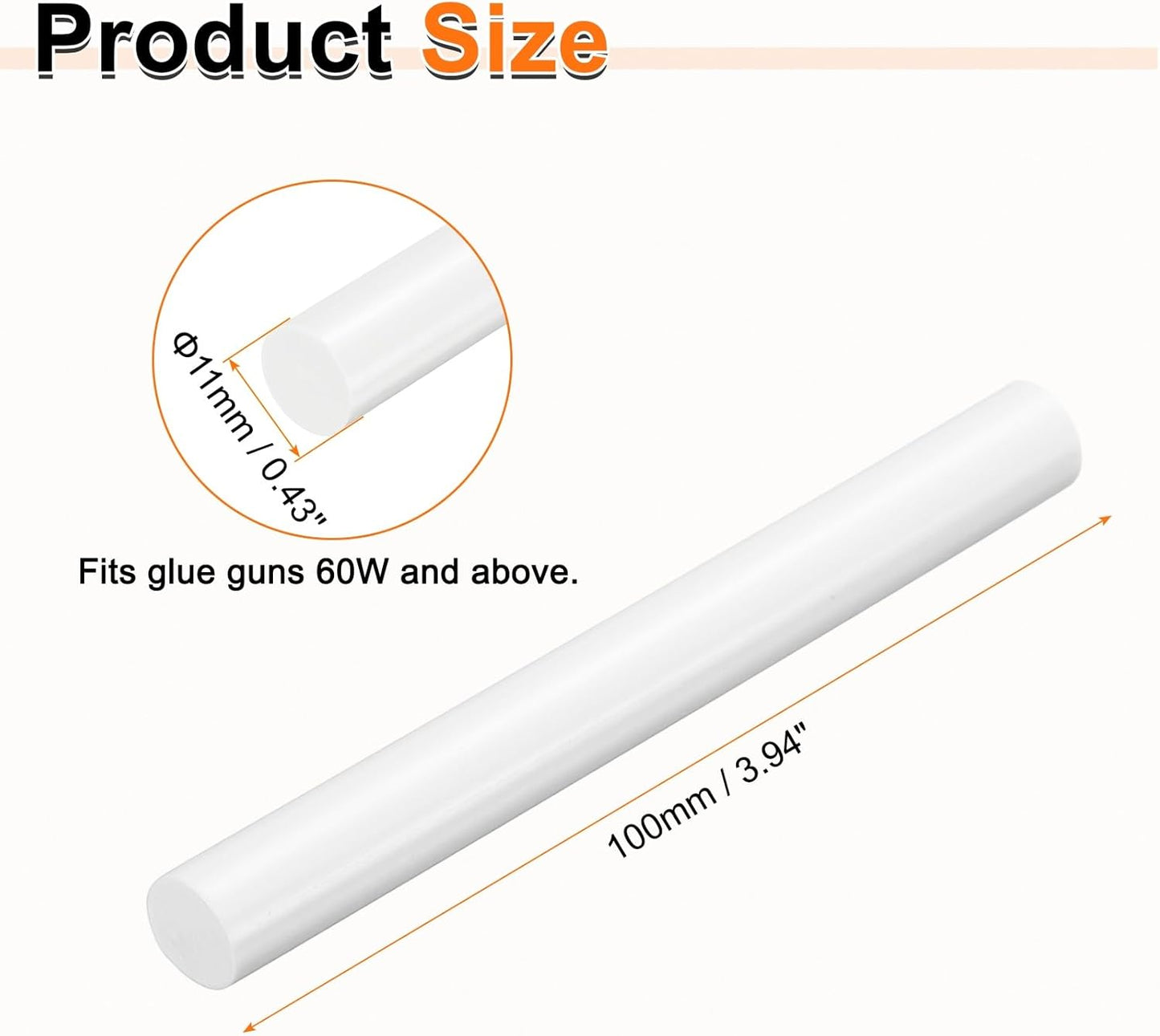 HARFINGTON 10pcs Hot Glue Sticks 0.43" Dia x 3.94" Long EVA Mini Hot Melt Adhesive Glue Stick for Hot Melt Gun Wood Plastic Glass Flowers Fabrics Foam, White