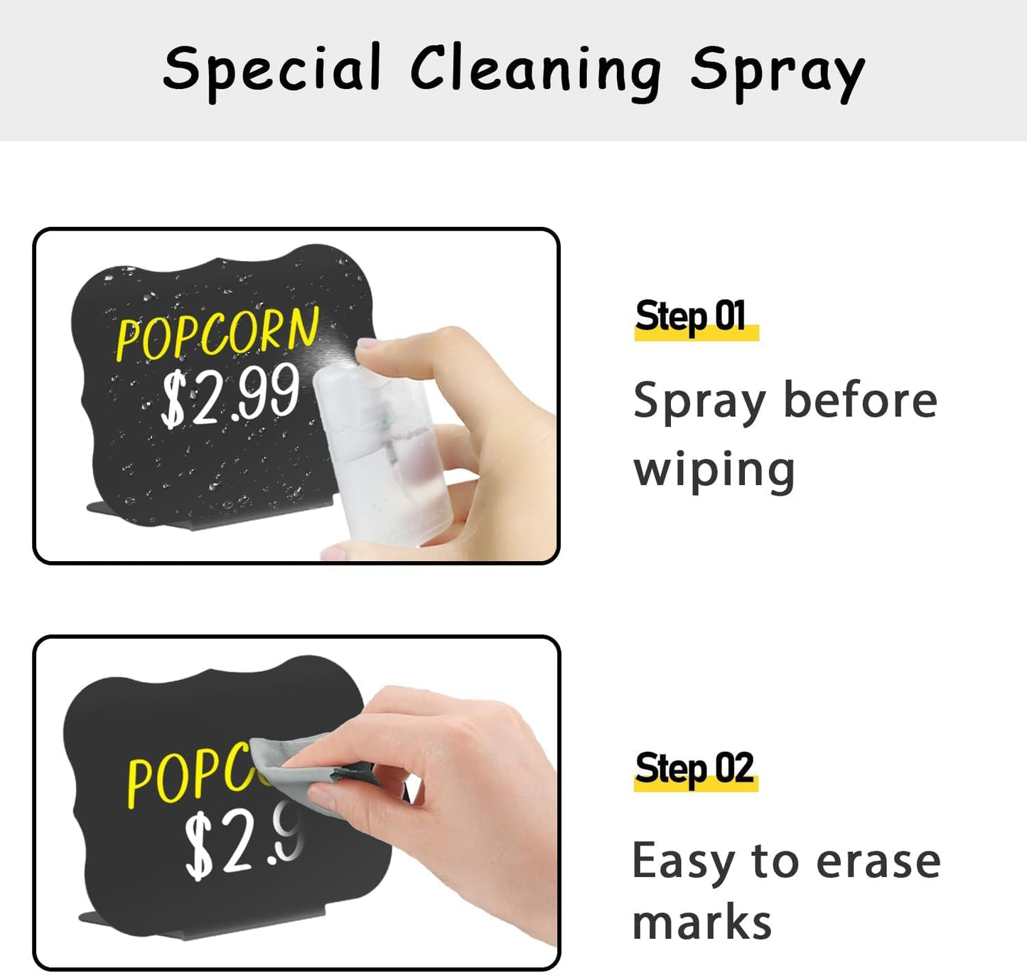 PigPotParty 12 Pcs Food Labels for Party Buffet w/Cleaning Spray, 4"x3" Mini Chalkboard Signs Include 2 Liquid Chalk Markers for Food Display - Food Tags- Table Palce Card (Waved Shape)