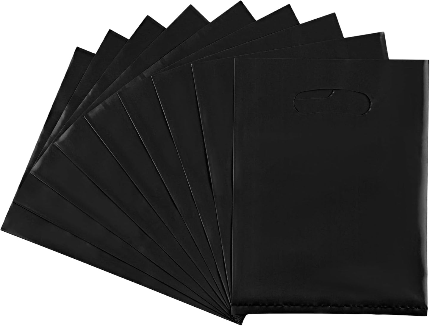 100 PCS Black Small Gift Bags, 6"x8" Merchandise Bags for Small Businesses, Goodie Bags Party Favor Bags for Kids, Treat Bag Retail Bag with Handle for Kids Birthday, Christmas