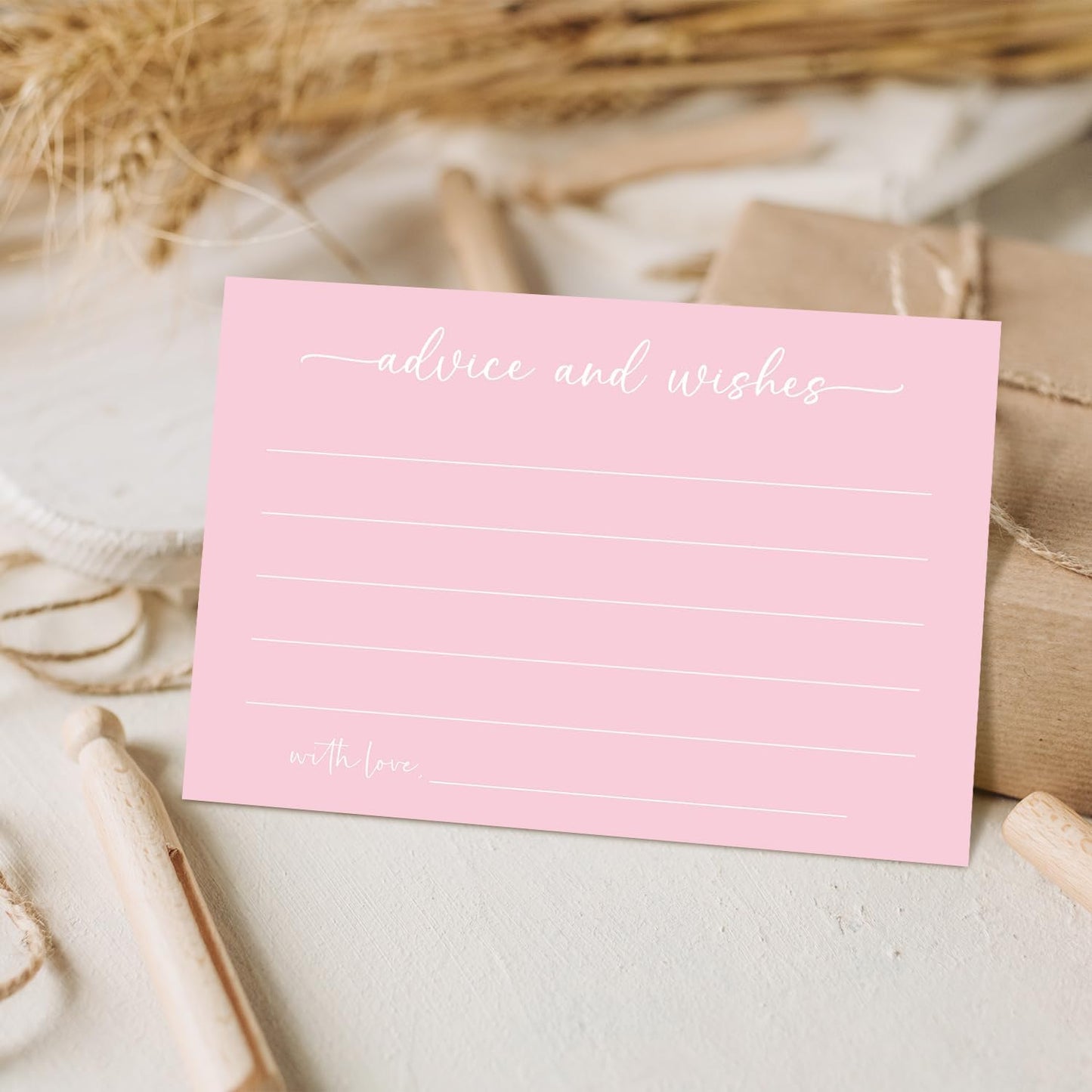 Pink Advice and Wishes Card, Advice Cards for The Bride and Groom, Bridal Shower,Wedding or Baby Shower, Birthday, Graduation, Retirement, Guestbook - 25 Cards -07