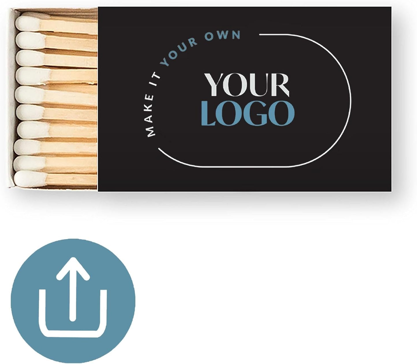 Weddingstar Matchboxes with Custom Printed Stickers for Corporate Gift - Your Business Logo - Pack of 50 Black