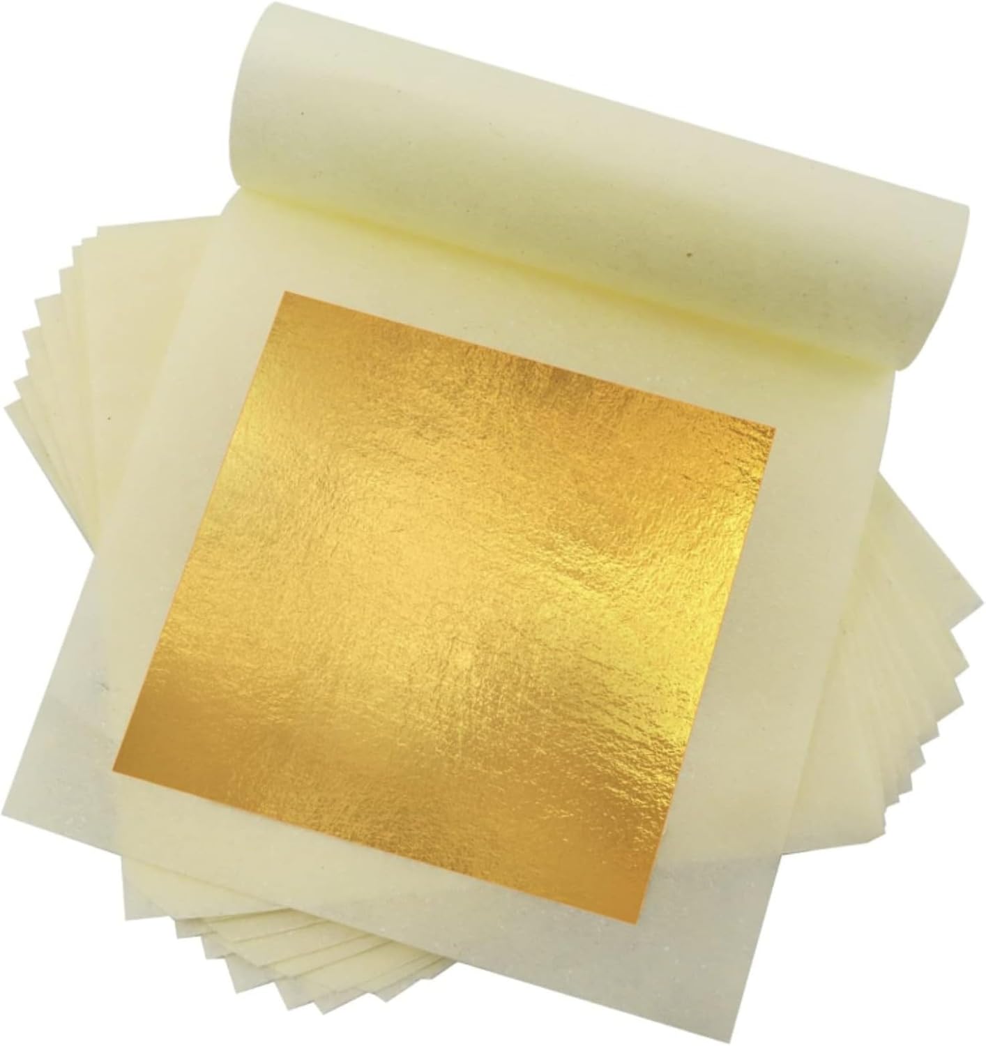 20 Sheets Gold Flakes, Premium 24K Gold Leaf 3.15×3.15 Inches Craft Art Decoration Perfect for Decorating Cakes Desserts Drinks Ice Cream Sushi