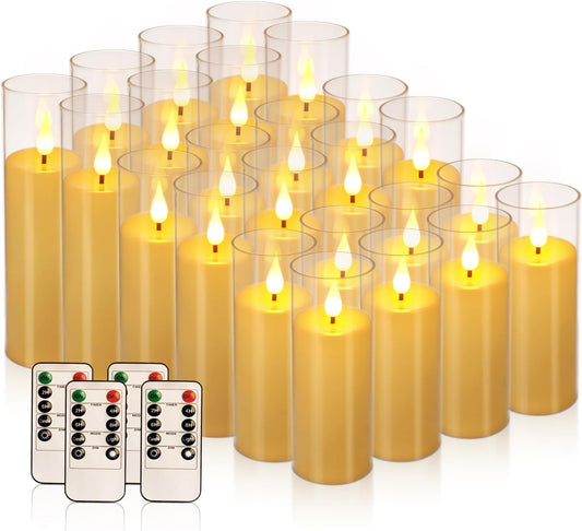 24-Pack A-Series Acrylic LED Flameless Candles with Remote Control - Perfect for Families, Parties, and Special Occasions