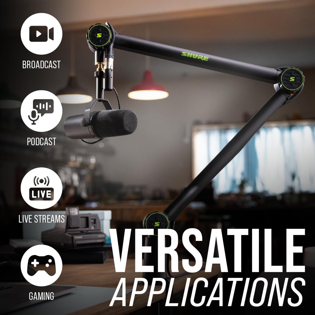 Shure by Gator Deluxe Articulating Desktop Podcasting Mic Boom Arm with Cable Management Channel; (SH-BROADCAST1)
