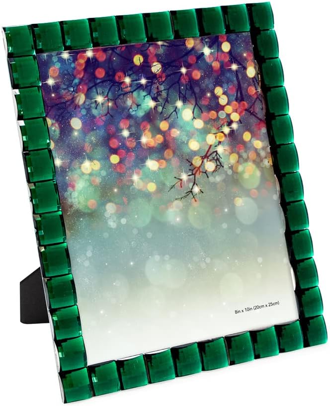 Isaac Jacobs Decorative Sparkling Jewel Picture Frame, Photo Display & Home Décor (8x10, Emerald Green)
