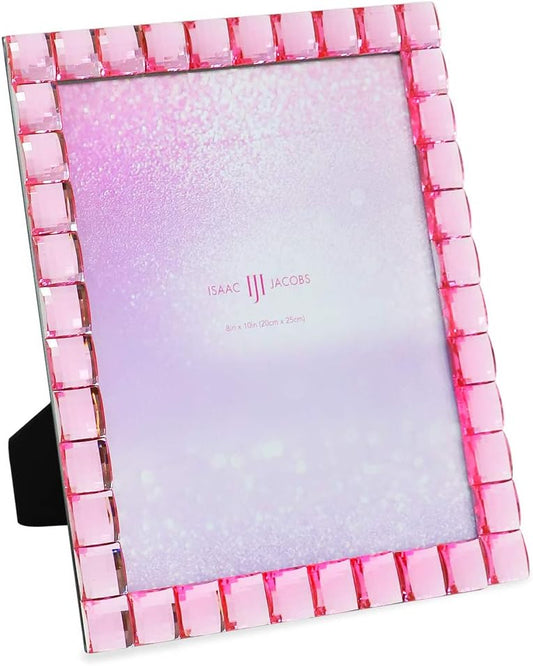 Isaac Jacobs Decorative Sparkling Jewel Picture Frame, Photo Display & Home Décor (8x10, Light Pink)