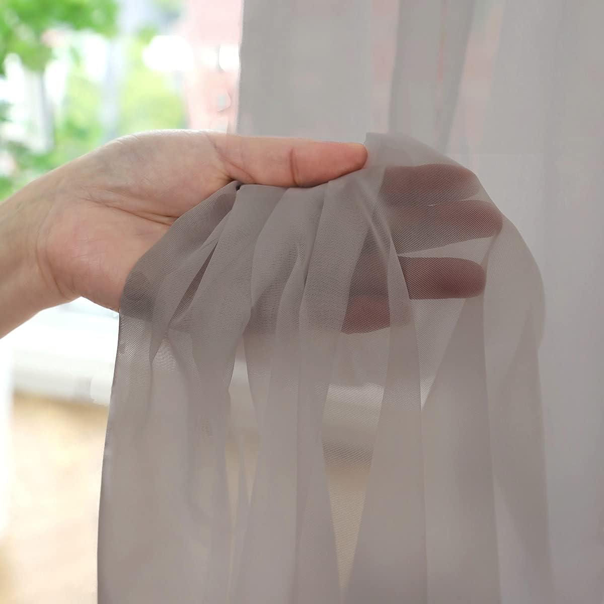 Window Light Gray Sheer Curtains 120 Inches Long 2 Panels Sheer Curtain Basic Rod Pocket Panel for Bedroom Children Living Room Yard Kitchen
