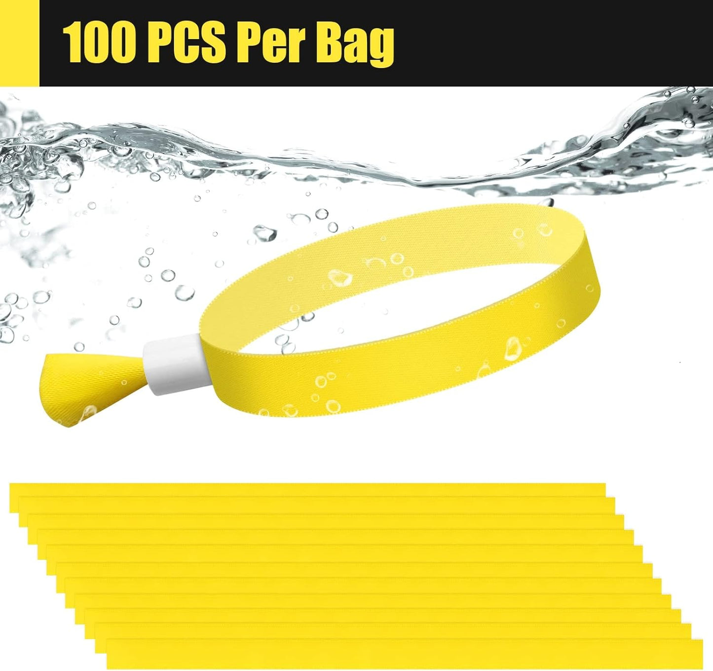 Green-Power America 100 Pcs Cloth Event Wristbands, Event Wristbands, Colored Wrist Bands for Events, for Lightweight Concert Wrist Strap for Activities, Party Bracelets for Events (Color : Yellow)