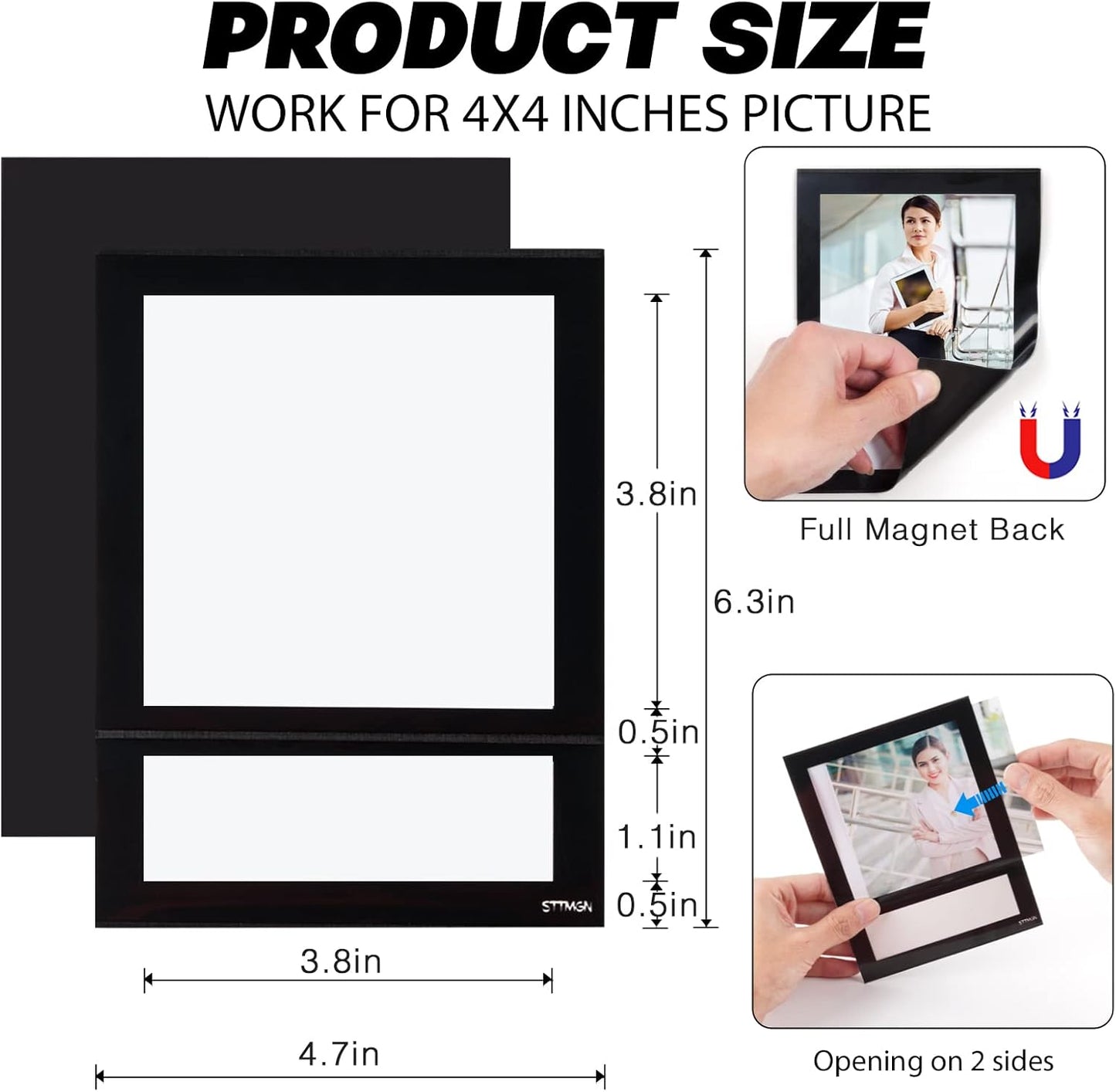 Magnetic Picture Frame 4X4 with ID Identification Tags-Name,Square Magnet Photo Pockets,For Employee Recognition Wall (With signature area),Thoughtful Gift for Friend's Lockers-10 Packs