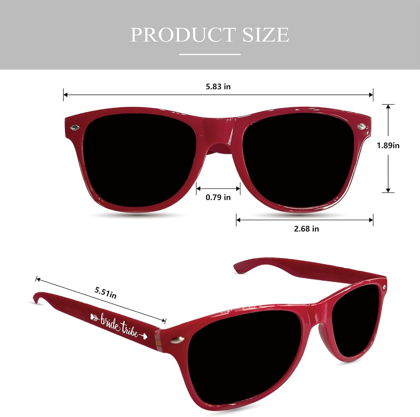 LADY&HOME 10 Pack Bachelorette Party Sunglasses Favors, Bridesmaid and Bride Tribe Sunglasses for Bridal Party, Bridal Shower(Red)