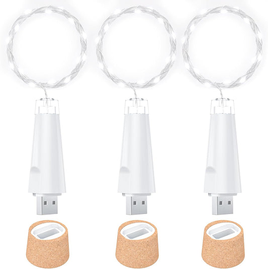USB Bottle Lights Rechargeable Wine Bottle Fairy Lights Cork LED String Lights 20 LEDs Copper Wire for Table Party DIY Decor