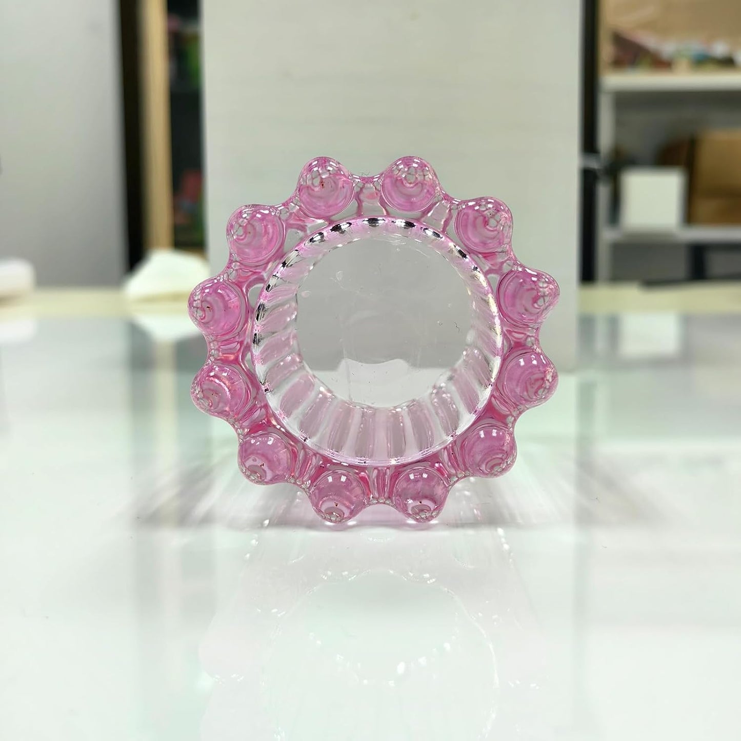 GOLDEAL 12Pcs Pink Glass Votive Candle Holders Tealight Holders Decorative, Tea Candle Holders Bulk,Candlestick for Wedding, Party,Dinner, Home Table Decor.