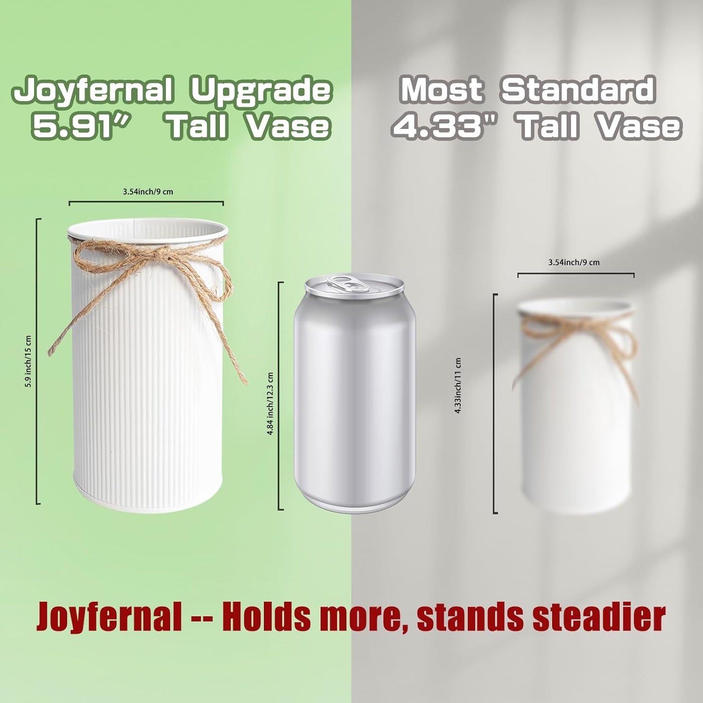 6" High Farmhouse Vases for Centerpiece, Rustic Mason Jars with Twine Bow for Flowers, Vintage Galvanized Metal Vase Tin Bucket for Wedding Home Decor (White, 6Pcs)