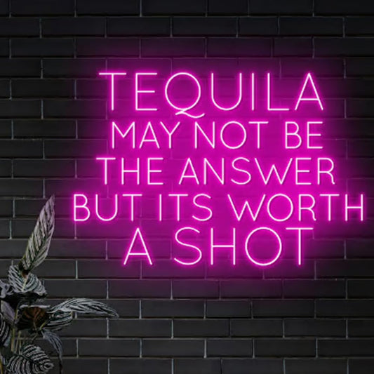 Tequila May Not Be The Answer But It's Worth A Shot Neon Light, Tequila Cocktail Led Light, Custom Neon Led Sign, Mexican Cocktail Bar Decor Size:20inches