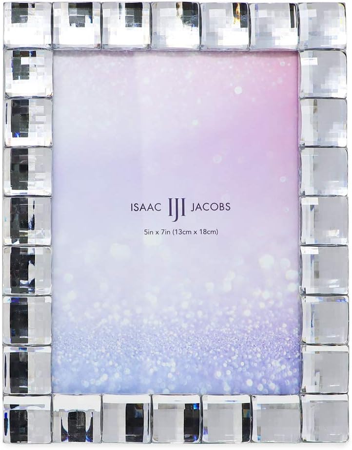 Isaac Jacobs Decorative Sparkling Clear Jewel Picture Frame, Photo Display & Home Décor (5x7, Clear)