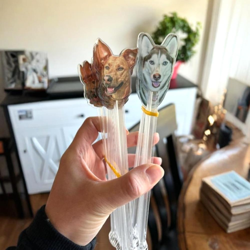 Personalized 50 pcs Double-Sided Wedding Pet Stir Sticks, Custom Dog/Cat/Face/Logo Drink Stirrers, Wedding Drink Stirrers, Decor For Weddings, Birthday, Retirement, Bachelorette Parties