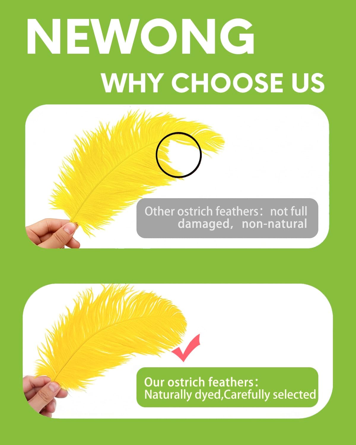 NEWONG 30pcs Yellow Ostrich Feathers Natural Bulk 9-12in（23-30cm） Vase Craft Wedding Home Party Centerpieces Christmas Day Decoration