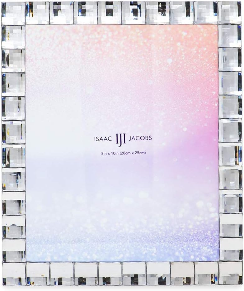 Isaac Jacobs Decorative Sparkling Jewel Picture Frame, Photo Display & Home Décor (8x10, Clear)