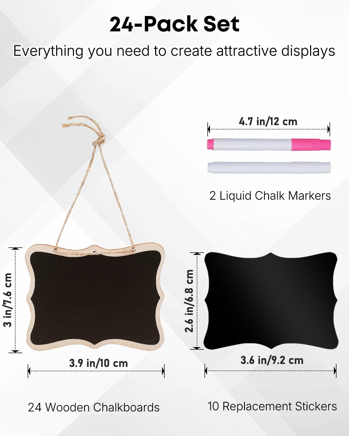 Uniclife 24 Pack Mini Chalkboard Signs for Food, Small Chalkboard Signs with Strings Chalk Markers & Replacement Stickers, Hanging Chalkboards Sign Reusable Wooden Food Labels for Party Buffet Wedding