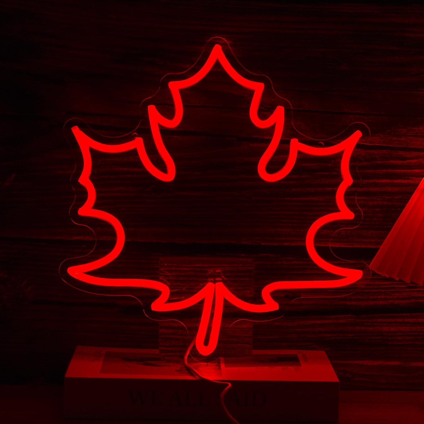 Maple Leaf Neon Sign LED Neon Red Leaf Light for Wall Decor Dimmable USB Light Up Sign for Living Room Hotel Bar Aesthetic Decoration(12.9 * 13.7 In)