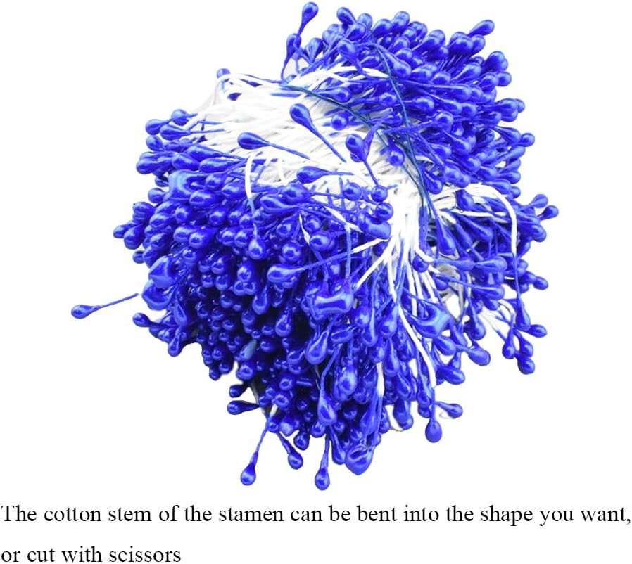 HAHIYO 700Pcs 3mm Royal Blue Pearl Double Head Flower Stamen Pistil - Handmade Artificial Pearlized Floral Pollen for Making, Scrapbook Decoration