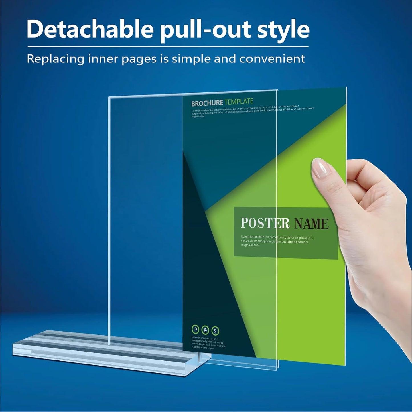 Acrylic Sign Holder 4x6 - 16 Pack Clear Display Stand Vertical Picture Holders for Tables, Double Sided T Shape Flyer Holder Plastic Picture Frame Sign Holder for Store,Restaurants,Hotels,Office
