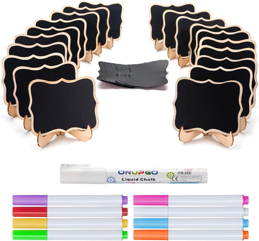 Mini Chalkboard Signs, 20 Pack Small Chalkboard Labels Table Signs with Easel Stand, Wooden Blackboards for Wedding Decor, Party Buffet Display, Place Cards, Food Labels