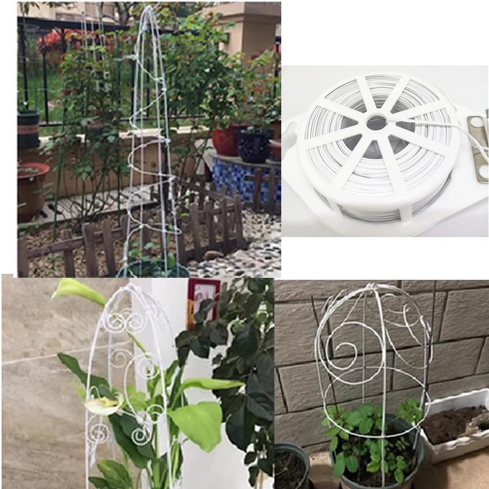 656ft (200m) Twist Ties, Garden Plant Ties with Cutter, Reusable Multifunctional Plant Ties, Fixing Vines Plant Support for Gardening Home Office(White)