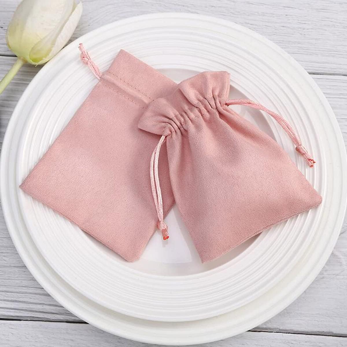 30 Pcs Pink Velvet Drawstring Bags Jewelry Pouches Jewelry Gift Bags Pouches Wedding Favors,3.5x4.7 inch