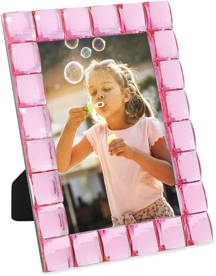 Isaac Jacobs Decorative Sparkling Light Pink Jewel Picture Frame, Photo Display & Home Décor (4x6, Light Pink)