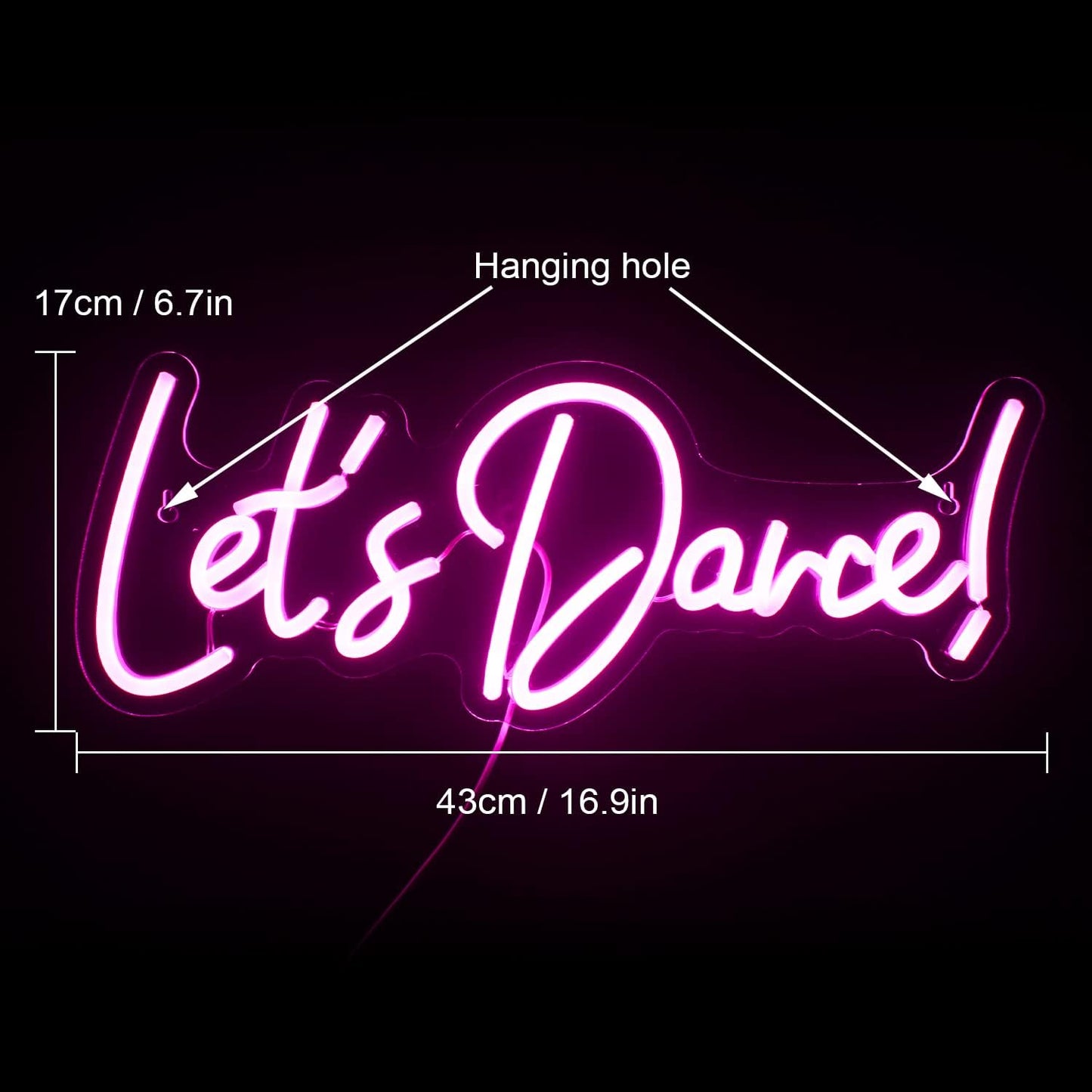 Wanxing Let's Danced Neon Signs Let's Dance Neon Light Up Sign Pink Led Word Light Sign Neon Sign Wedding for Dancing Party,Bar Accessories,Valentines' Day,Birthday Party