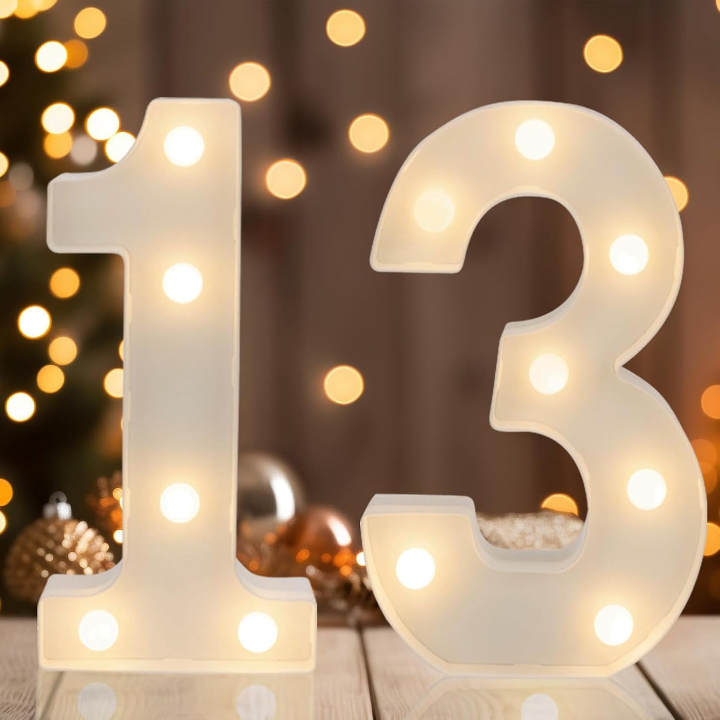 Decorative Led Light Up Numbers, 13th Birthday Decorations, Warm White Led Numbers Lights, Lighted Marquee Number Sign for Sweet 13th Party Decor