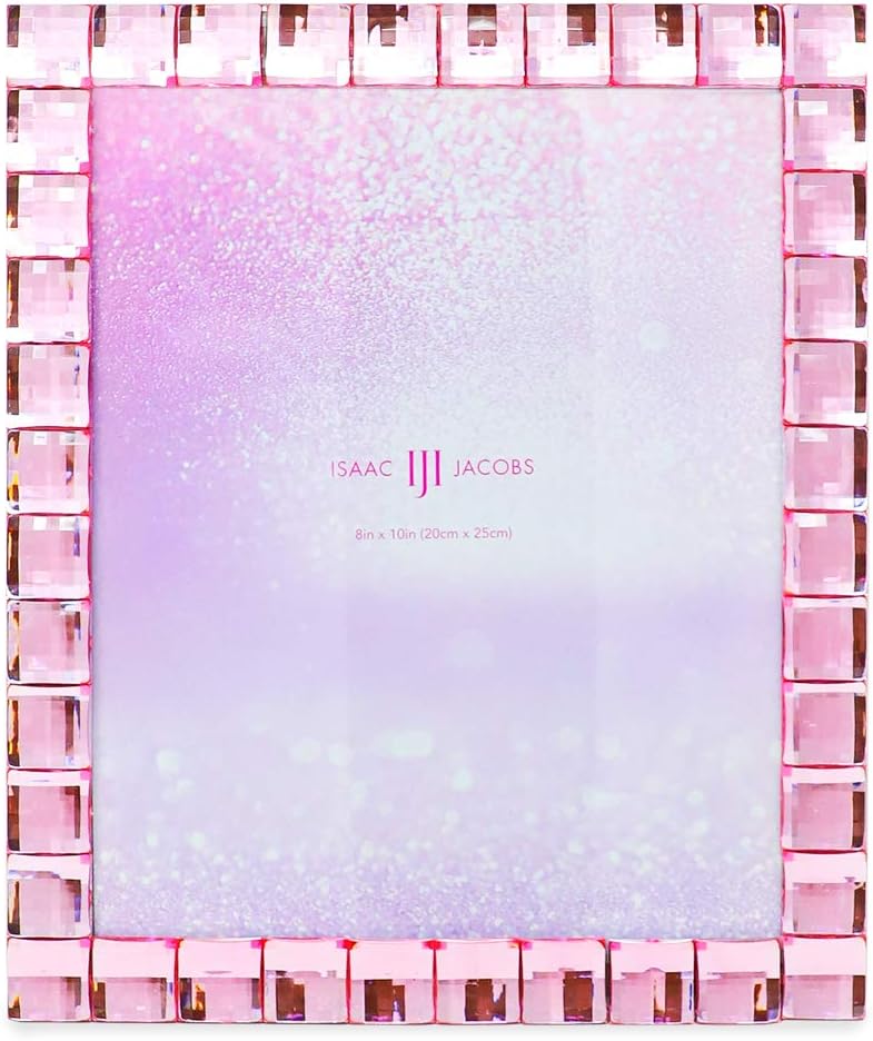 Isaac Jacobs Decorative Sparkling Jewel Picture Frame, Photo Display & Home Décor (8x10, Light Pink)