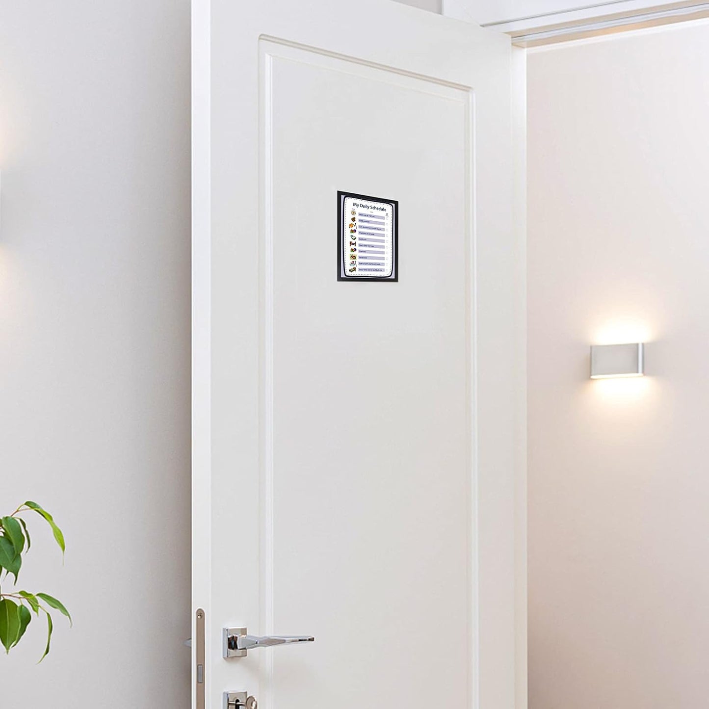 CRUGLA 5x7 Magnetic Picture Frames for Refrigerator 12 Packs, Modified Magnetic Sheet with Self Adhesive Backing, Black 5 by 7 Magnetic Photo Frame Set for Glass Window Door Cubicle