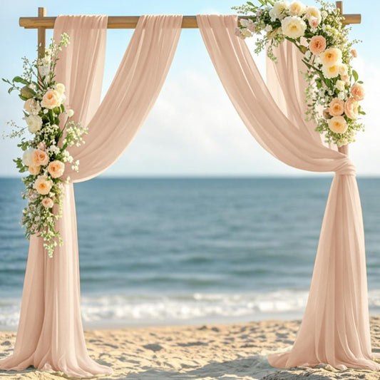 Nude Fall Sheer Elegant Arch Draping Fabric Outdoor 1 Panel 29" × 20Ft Sheer Chiffon Curtain Drapes for Wedding Ceremony Birthday Party Garden Brunch