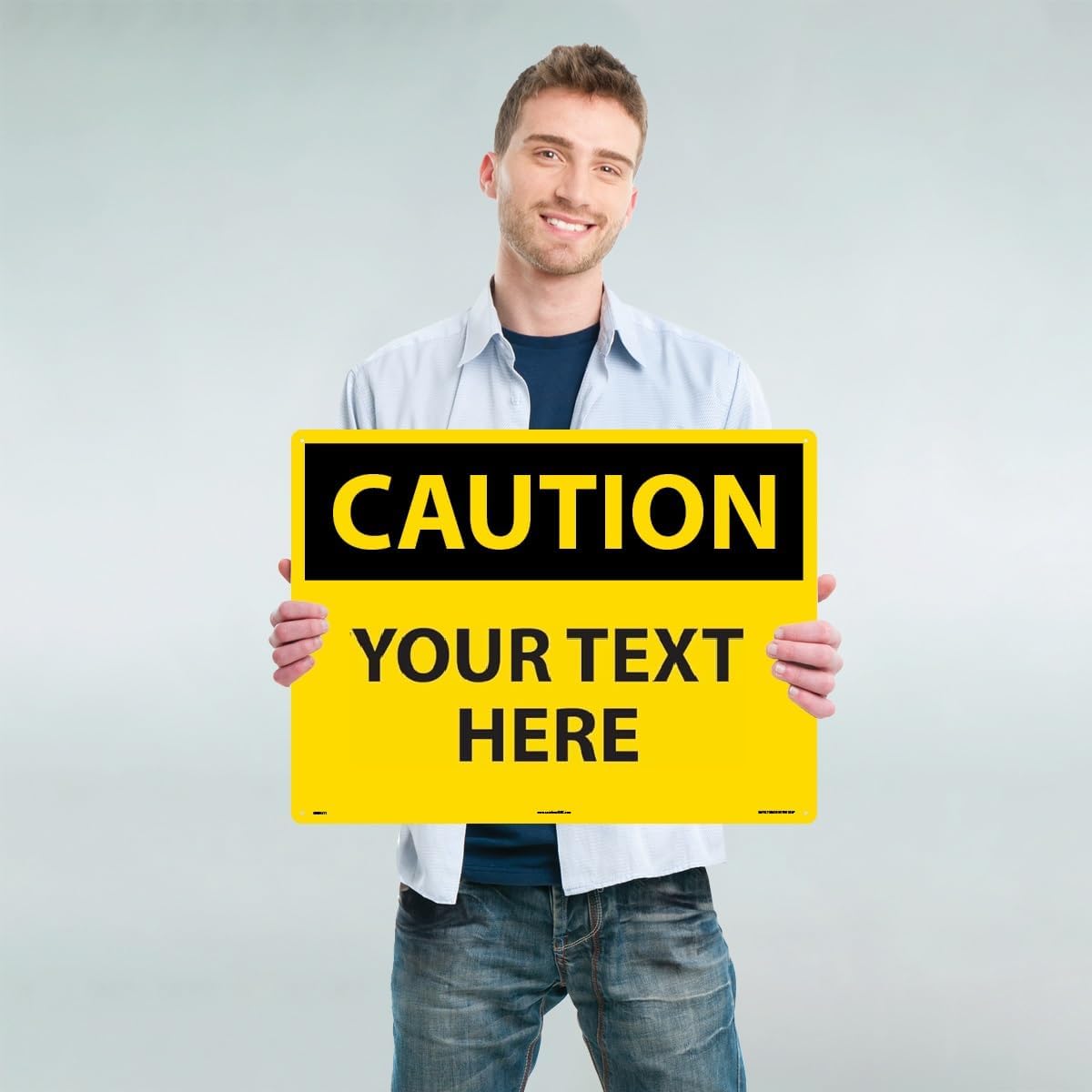 Custom OSHA Style Caution Sign 18" x 24" Aluminum Sign, Customizable "Your Text Here", by AccuformNMC Made in USA