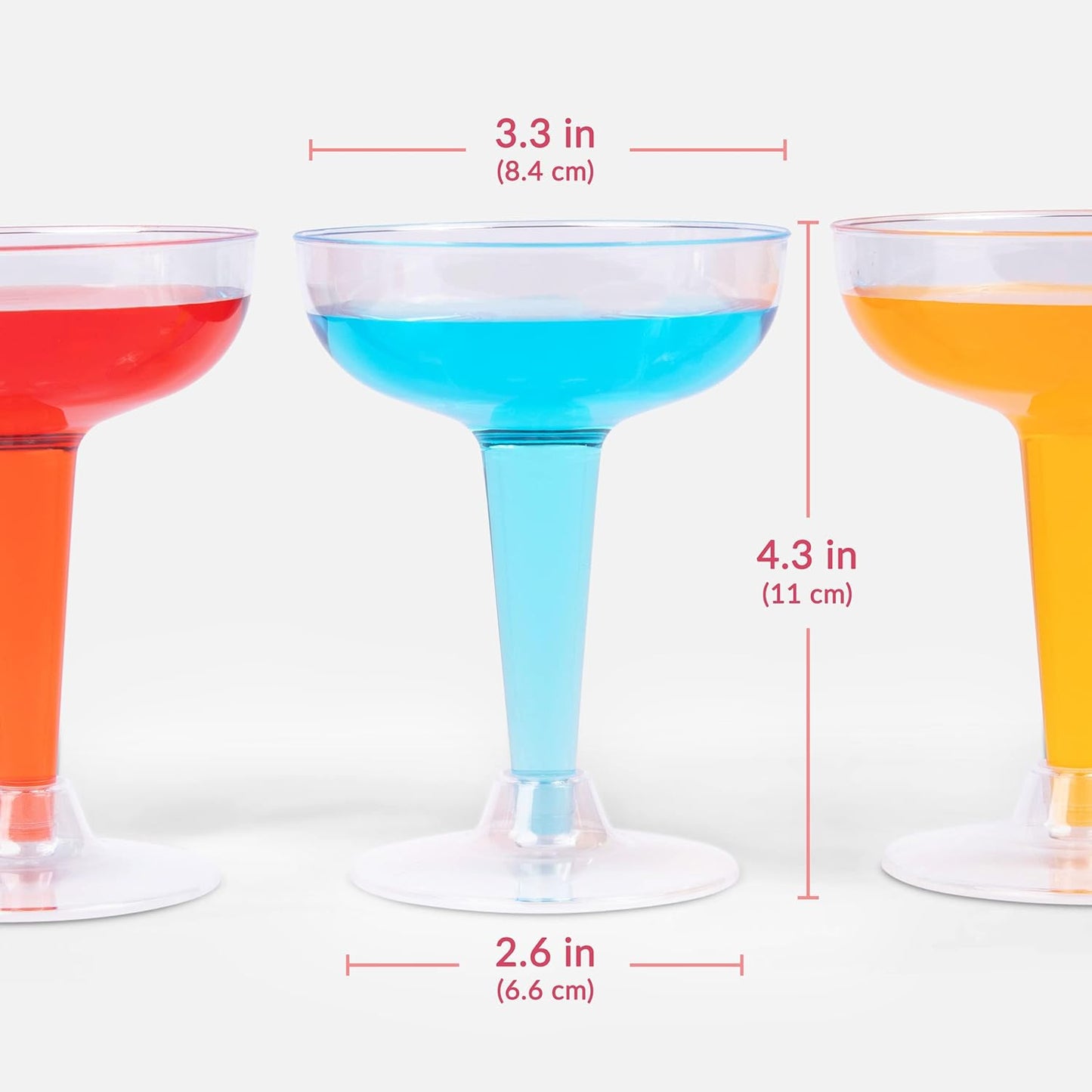 Prestee 24 Clear Plastic Coupe Glasses 4oz - Disposable Plastic Cocktail Cups, Martini Glasses, Margarita Glass, Champagne Glass for Parties, Cinco de Mayo, Taco Party, Weddings Decorations