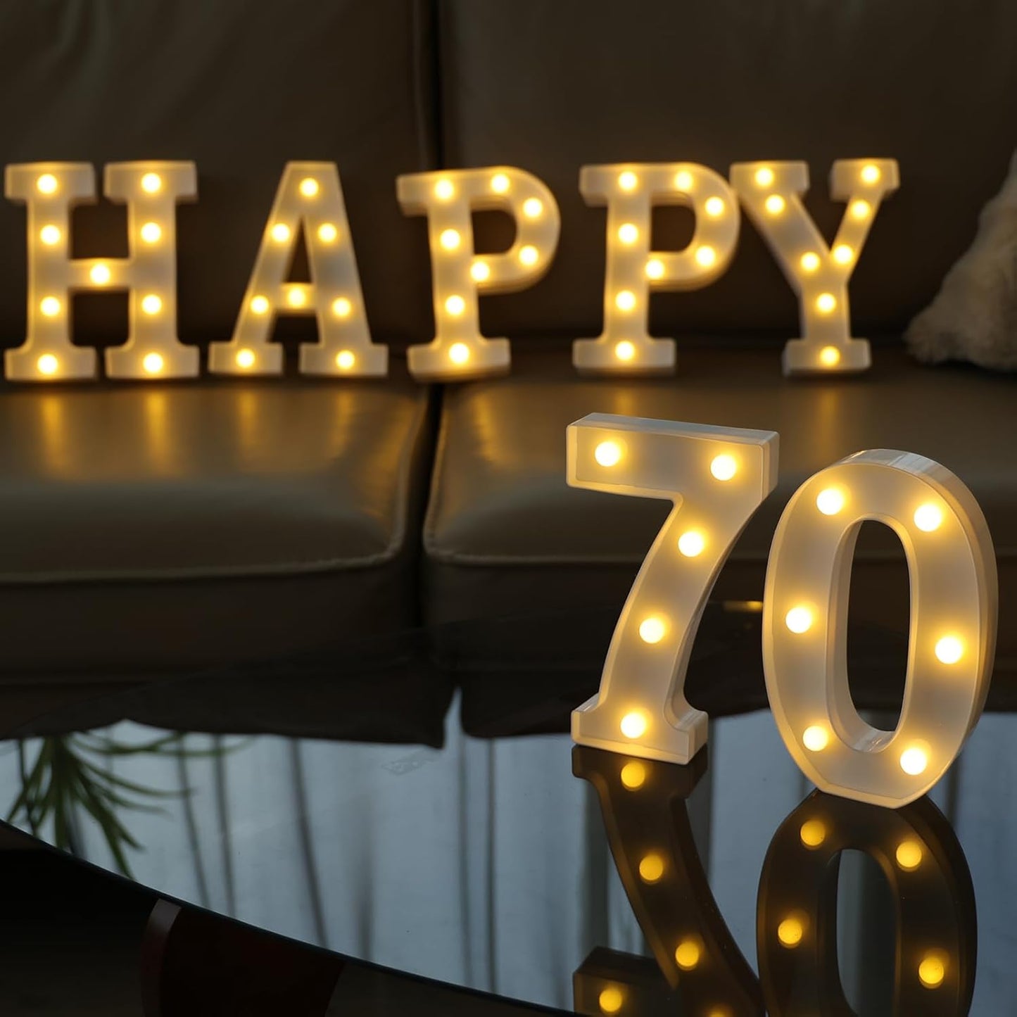 Decorative Led Light Up Numbers, 70th Birthday Decorations, Warm White Led Numbers Lights, Lighted Marquee Number Sign for Sweet 70th Party Decor
