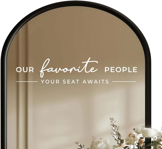 Our Favorite People Vinyl Decal, Please Find Your Seat Sign for Wedding Reception Wedding Vinyl Decal Seating Chart Sticker for Mirror, Your Seat Awaits (White, Width 17 inch)