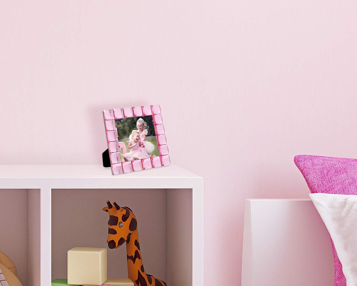 Isaac Jacobs Decorative Sparkling Light Pink Jewel Picture Frame, Photo Display & Home Décor (4x4, Light Pink)