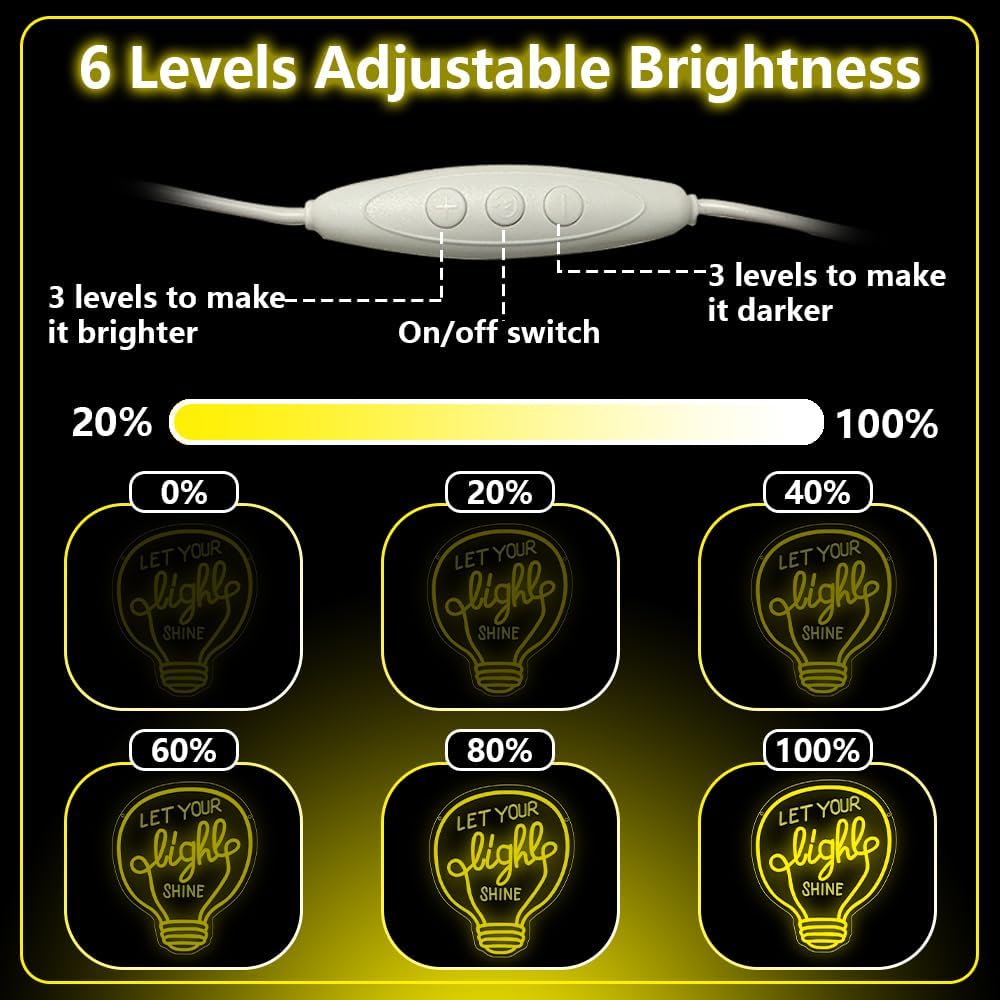 Let Your Light Shine Neon Sign,Dimmable LED Light Signs for Wall Art Decor,Inspirational Backdrop for Bedroom Club Party Man Cave,Gift for Teen Men USB Powered（14.6"*11.8"）